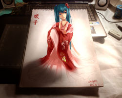 Rule 34 | 10s, 1girl, 2012, absurdres, aqua eyes, aqua hair, artist name, chinese clothes, computer, dated, eraser, floral print, flower, fourth wall, green eyes, green hair, hair flower, hair ornament, hands in opposite sleeves, hanfu, hatsune miku, head tilt, highres, intel, japanese clothes, laptop, lips, long hair, matching hair/eyes, mechanical pencil, nvidia, pencil, photo background, signature, sketchbook, solo, speaker, vocaloid, wacom, wei ji, wide sleeves