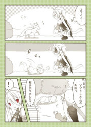 Rule 34 | !?, 1girl, animal ears, bad id, bad pixiv id, cat ears, cat tail, comic, long hair, mini mamu, monochrome, pixiv cat kingdom, red eyes, spot color, ^^^, tail, translation request, twintails