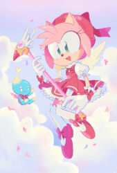 Rule 34 | 1girl, 1other, amy rose, arm up, artist name, blue skin, blue sky, blush, bow, bowtie, cardcaptor sakura, cheese (sonic), closed eyes, closed mouth, cloud, cloudy sky, colored skin, commentary, cosplay, creature, crossover, dress, english commentary, eyelashes, flying, footwear bow, furry, furry female, gloves, green eyes, hand up, hat, hat bow, heart, hedgehog ears, hedgehog girl, highres, holding, kinomoto sakura, kinomoto sakura (cosplay), looking to the side, open mouth, pink bow, pink footwear, pink fur, puffy short sleeves, puffy sleeves, red bow, red bowtie, red dress, red headwear, shoes, short sleeves, sky, smallpanda, smile, socks, sonic (series), tongue, two-tone dress, white bow, white dress, white gloves, white socks, wings