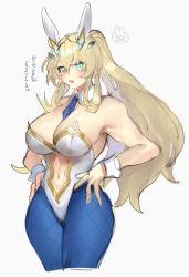 Rule 34 | 1girl, animal ears, artoria pendragon (all), artoria pendragon (fate), artoria pendragon (swimsuit ruler) (fate), artoria pendragon (swimsuit ruler) (fate) (cosplay), blue neckwear, blue pantyhose, clothing cutout, cosplay, cowboy shot, detached collar, barghest (fate), fake animal ears, fate/grand order, fate (series), fishnet pantyhose, fishnets, green eyes, leotard, looking at viewer, multicolored eyes, muscular, muscular female, navel cutout, orange eyes, pantyhose, playboy bunny, rabbit ears, solo, tall female, tan (inka), white leotard, wrist cuffs