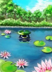 Rule 34 | creature, creatures (company), flower, forest, game freak, gen 3 pokemon, lily pad, lotad, nature, nintendo, no humans, pokemon, pokemon (creature), pond, solo, swimming, tabira331, water