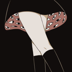 Rule 34 | 1girl, absurdres, avogado6, black background, black dress, black socks, close-up, commentary, dress, eye print, from behind, from below, head out of frame, highres, kneehighs, legs, lower body, original, simple background, skirt, socks, solo, standing, thighs, under skirt