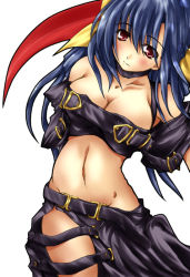 Rule 34 | 1girl, arc system works, blue hair, bow, breasts, cosplay, dizzy (guilty gear), guilty gear, guilty gear x, guilty gear xx, hair bow, hamu (moeyobaka), large breasts, midriff, navel, red eyes, scythe, solo, testament (cosplay), testament (guilty gear), testament (guilty gear) (cosplay)