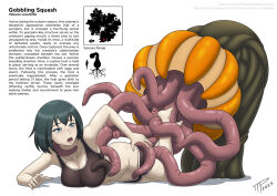 Rule 34 | 1girl, black hair, blush, clothes pull, from behind, halloween, imminent penetration, monster, original, pants, pants pull, restrained, sex, sex from behind, short hair, sportswear, tentacle monster, tentacles, tentacles under clothes, the tentacle professor