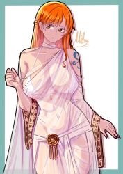 Rule 34 | 1girl, absurdres, breasts, highres, large breasts, long hair, mifenami, nami (one piece), one piece, orange hair, solo
