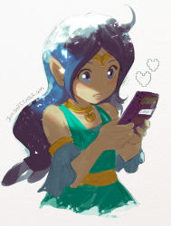 Rule 34 | blue eyes, blue hair, console, dress, game boy, game boy (original), handheld game console, heart, jewelry, long hair, lots of jewelry, nayru, nintendo, pointy ears, the legend of zelda, the legend of zelda: oracle of ages, tiara