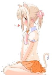 Rule 34 | 1girl, animal ears, artist request, brown eyes, brown hair, cat ears, cat tail, character request, copyright request, school uniform, serafuku, solo, tagme, tail