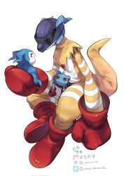 Rule 34 | boxing gloves, chibimon, corrupted twitter file, digimon, digimon (creature), highres, kangarumon, looking at another, simple background, sunglasses, twitter logo, white background, youzaiyouzai112
