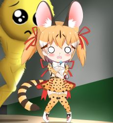 Rule 34 | absurdres, animal costume, animal ear fluff, animal ears, cat ears, cat girl, cat tail, highres, kemono friends, kemono friends v project, large-spotted genet (kemono friends), long hair, ribbon, shin01571, tail, twintails, virtual youtuber