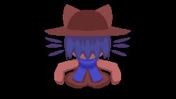 Rule 34 | 1other, :3, animal ears, animal hat, animated, animated gif, avolicis, blue hair, blue scarf, bouncing, brown coat, brown hat, cat, cat ears, cat hat, chibi, closed mouth, coat, commentary, english commentary, full body, fumo (doll), hat, highres, long sleeves, niko (oneshot), oneshot (game), other focus, overcoat, pixel art, scarf, sleeves past wrists, smile, solo, spinning, transparent background, whiskers, yellow eyes