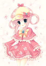 Rule 34 | 10s, 1girl, absurdres, blue eyes, cabbie hat, hair rings, hat, highres, kouta., open mouth, petals, pink hair, sherlock shellingford, smile, solo, tantei opera milky holmes