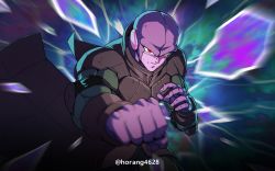 Rule 34 | 1boy, absurdres, battle damage, closed mouth, colored skin, dragon ball, dragon ball super, highres, hit (dragon ball), horang4628, incoming attack, incoming punch, looking at viewer, male focus, motion blur, punching, purple skin, red eyes, serious, solo, upper body