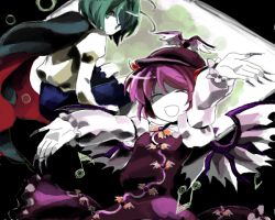 Rule 34 | 2girls, 79inko, :/, :d, ^ ^, bad drawr id, bad id, closed eyes, drawr, female focus, fingernails, green eyes, green hair, grin, happy, long fingernails, looking back, multiple girls, music, musical note, mystia lorelei, night, oekaki, open mouth, outstretched arms, pale skin, pink hair, singing, skypizz79inko, smile, spread arms, touhou, wriggle nightbug