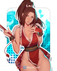 Rule 34 | 1girl, absurdres, breasts, cleavage, highres, large breasts, long hair, ponytail, shiranui mai, sideboob, snk, solo, the king of fighters