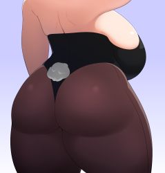 Rule 34 | 1girl, ass, ass focus, back, backless outfit, breasts, from behind, head out of frame, huge ass, huge breasts, leotard, magure senshi, original, pantyhose, playboy bunny, rabbit tail, shiny skin, sideboob, solo, tail, thick thighs, thighs, wide hips