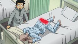Rule 34 | 2boys, animated, animated gif, bald, bed, black hair, blood, curtains, full body, hospital, hospital bed, indoors, lowres, multiple boys, open mouth, pillow, short hair, television, turn pale, what, yondemasu yo azazel-san., yondemasu yo azazel-san z