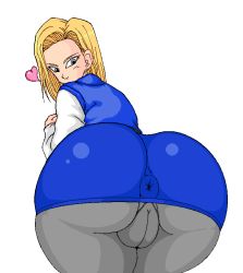 Rule 34 | android 18, ass, curvy, dragon ball, dragonball z, from behind, hip focus, huge ass, image sample, jinrai (artist), looking back, pixiv sample, wide hips