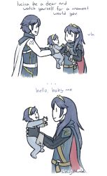 Rule 34 | 1boy, 2girls, baby, blue hair, chrom (fire emblem), dual persona, father and daughter, fire emblem, fire emblem awakening, lucina (fire emblem), multiple girls, nintendo, shinyv, smile, tagme, time paradox