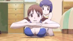 Rule 34 | 2girls, animated, animated gif, breasts, exercising, kamisama dolls, kuga utao, large breasts, multiple girls, shiba hibino, tagme