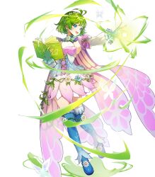 1girl aiwo_o_lite fairy_wings fire_emblem fire_emblem:_the_blazing_blade fire_emblem_heroes green_hair highres nino_(fire_emblem) nino_(pale_flower)_(fire_emblem) nino_(pale_flower)_(resplendent)_(fire_emblem) nintendo non-web_source official_alternate_costume official_art purple_eyes short_hair solo wings