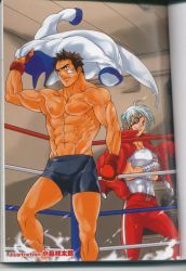 Rule 34 | 2boys, arena, blue eyes, boxing, boxing ring, eyepatch, highres, male focus, multiple boys, tagme