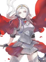 Rule 34 | 1girl, armor, breasts, edelgard von hresvelg, fire emblem, fire emblem: three houses, fire emblem warriors, fire emblem warriors: three hopes, highres, holding, holding polearm, holding weapon, long hair, looking at viewer, machi wt, medium breasts, nintendo, polearm, purple eyes, skirt, solo, thighhighs, thighs, tiara, upper body, weapon, zettai ryouiki