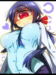 Rule 34 | 10s, 1girl, 2014, bad id, bad pixiv id, blue hair, breasts, cyclops, dated, heart, hitomi (hitomi sensei no hokenshitsu), hitomi sensei no hokenshitsu, lab coat, letterboxed, long hair, manaka hitomi, muroku (aimichiyo0526), one-eyed, ponytail, red eyes, shirt, sidelocks, signature, smile, solo, taut clothes, taut shirt, upper body