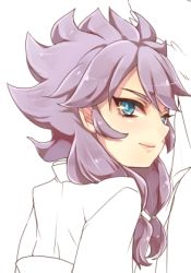 Rule 34 | 1boy, amemiya taiyou, face, from behind, fusion, inazuma eleven, inazuma eleven (series), inazuma eleven go, inazuma eleven go chrono stone, long hair, looking back, lowres, male focus, purple hair, solo, tobi (one), unfinished, zhuge liang (inazuma eleven)