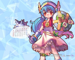Rule 34 | &gt;:/, 00s, 1girl, 2006, 2007, :/, blue background, blue eyes, blue hair, blush, blush stickers, calendar, company name, copyright name, dress, fantasy, gauntlets, holding, holding weapon, knight (latale), latale, long hair, mace, matching hair/eyes, nose blush, official art, official wallpaper, orange eyes, ponytail, shield, short sleeves, solo, v-shaped eyebrows, very long hair, wallpaper, watermark, weapon, web address