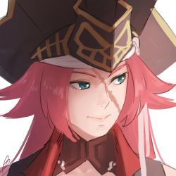 Rule 34 | 10s, 1girl, amino (tn7135), aqua eyes, bad id, bad pixiv id, fate/extra, fate/grand order, fate (series), francis drake (fate), hat, lips, long hair, pink hair, pirate hat, simple background, solo, white background
