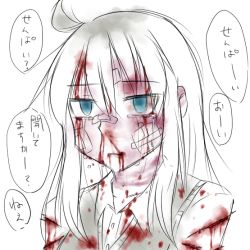 Rule 34 | aosora (mizore), bandages, blood, blue eyes, jk-chan, original, sketch, tears