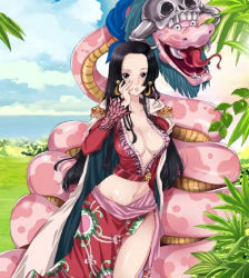 Rule 34 | boa hancock, breasts, cape, cleavage, epaulettes, highres, one piece, salome (one piece), skull, snake