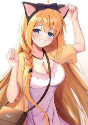 Rule 34 | 1girl, animal ears, blue eyes, blush, breasts, cat ears, highres, large breasts, looking at viewer, open mouth, orange hair, pecorine (princess connect!), princess connect!, syurimp