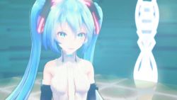 Rule 34 | 1girl, 3d, animated, animated gif, aqua eyes, aqua hair, bare shoulders, blue eyes, blue hair, blush, breasts, hatsune miku, long hair, matching hair/eyes, open mouth, solo, twintails, vocaloid