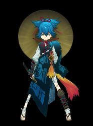 Rule 34 | 10s, 1boy, armor, blue hair, frown, full body, green eyes, hat, highres, japanese armor, japanese clothes, kote, looking at viewer, male focus, official art, sandals, sayo samonji, sheath, sheathed, short sword, solo, suzuki jirou, sword, tantou, touken ranbu, transparent background, weapon