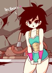 Rule 34 | 1girl, animated, animated gif, aqua shirt, aqua skirt, armor, artist name, bare shoulders, black eyes, black hair, blush, breasts, closed mouth, clothes lift, collarbone, diives, dragon ball, english text, female focus, flashing, food, gine, hands up, happy, heart, highres, indoors, knife, lifted by self, looking at viewer, matching hair/eyes, meat, messy hair, miniskirt, monkey tail, navel, one eye closed, open mouth, panties, pink panties, shirt, short hair, signature, skirt, skirt lift, sleeveless, sleeveless shirt, small breasts, smile, solo, spoken heart, standing, tail, talking, tongue, tongue out, underwear, wink, wristband