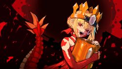 Rule 34 | 1girl, absurdres, blonde hair, braid, crown, crown braid, dragon girl, dragon tail, dress, elbow gloves, fate/grand order, fate (series), fingerless gloves, gloves, highres, kowai (iamkowai), long hair, looking at viewer, nero claudius (fate), nero claudius (fate) (all), open mouth, pink eyes, queen draco (fate), red dress, scales, sidelocks, smile, tail, teeth, tongue