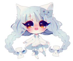 Rule 34 | 1girl, :d, animal ears, blue bow, blue hair, blue shorts, blush, bow, braid, cat ears, cat tail, chariko, chibi, chromatic aberration, commentary, commission, english commentary, full body, hair between eyes, hair bow, long hair, long sleeves, looking at viewer, low twin braids, nose blush, open mouth, original, pantyhose, pantyhose under shorts, shirt, shirt under shirt, shorts, simple background, smile, solo, standing, tail, tail bow, tail ornament, transparent background, twin braids, very long hair, white background, white bow, white pantyhose, white shirt, white tail, yellow eyes