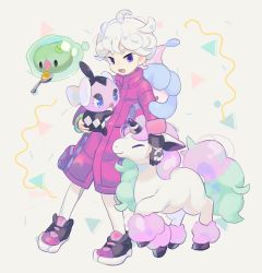 Rule 34 | 1boy, ahoge, bede (pokemon), coat, commentary request, creatures (company), curly hair, eating, eyelashes, galarian form, galarian ponyta, game freak, gen 5 pokemon, gen 8 pokemon, gloves, gothita, holding, holding pokemon, izobe, leggings, long sleeves, looking down, male focus, nintendo, open mouth, partially fingerless gloves, pokemon, pokemon (creature), pokemon swsh, purple coat, purple eyes, shoes, short hair, single glove, smile, solosis, spoon, standing, tongue, white hair