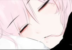 Rule 34 | 1girl, absurdres, close-up, closed eyes, daiishori, drooling, highres, hololive, hololive english, mori calliope, pink hair, portrait, sleeping, solo, virtual youtuber