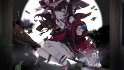Rule 34 | 1girl, ;q, bandaid, bandaid on leg, black footwear, black hair, blurry, blurry background, bow, braid, broom, broom riding, candy, dress, facial mark, falling leaves, food, footwear bow, frilled dress, frills, full moon, hair bow, hat, hat ribbon, highres, holding, holding candy, holding food, holding lollipop, jacket, leaf, lollipop, moon, multicolored hair, one eye closed, pink bow, pink ribbon, pixellink, raki kazuki, red jacket, ribbon, sleeveless, sleeveless dress, socks, solo, sparkle, streaked hair, tongue, tongue out, valefal coneri, virtual youtuber, whisker markings, white hair, white socks, witch, witch hat, yellow eyes