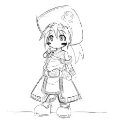 Rule 34 | 1girl, aged down, blush stickers, child, greyscale, guilty gear, long hair, may (guilty gear), monochrome, oversized clothes, poncocchan, ponytail, sketch, solo
