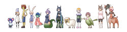 Rule 34 | 6+girls, absurdres, ahoge, animal ears, blonde hair, blue hair, breasts, centaur, centauroid, chinese zodiac, colored skin, cow girl, cow tail, dog ears, dog tail, feathered wings, fur, glasses, green eyes, green skin, grey hair, halberd, harpy, heterochromia, highres, horns, konzu mei, lamia, lineup, long image, monkey tail, monster girl, mouse ears, mouse tail, multiple girls, multiple legs, navel, original, pink hair, pointy ears, polearm, purple eyes, purple hair, rabbit ears, rabbit tail, red eyes, red hair, sheep girl, sheep horns, short hair, simple background, smile, tail, talons, taur, tiger stripes, tiger tail, weapon, white background, wide image, winged arms, wings