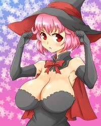 Rule 34 | blush, breasts, cleavage, hat, ishioto, large breasts, star (symbol), witch hat