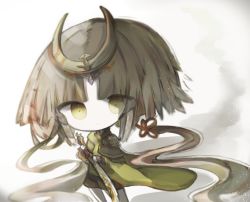 Rule 34 | 1girl, arm guards, bad id, bad pixiv id, brown eyes, brown hair, brown shorts, character request, chibi, closed mouth, commentary request, cottontailtokki, hair ornament, headpiece, holding, holding sword, holding weapon, long hair, looking at viewer, pale skin, shadowverse, short shorts, shorts, solo, standing, sword, very long hair, weapon