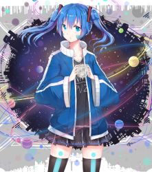 Rule 34 | 1girl, a5125924, bad id, bad pixiv id, blue eyes, blue hair, cowboy shot, echj, ene (kagerou project), headphones, kagerou project, long hair, solo, thighhighs, twintails, vocaloid, yamaha
