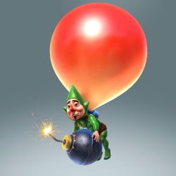 Rule 34 | 1boy, absurdres, balloon, beard, bomb, explosive, facial hair, full body, gradient background, highres, hyrule warriors, male focus, nintendo, official art, solo, tagme, the legend of zelda, tingle