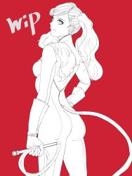 Rule 34 | 1girl, absurdres, ass, bodysuit, breasts, highres, long hair, persona, persona 5, solo, takamaki anne, twintails, whip