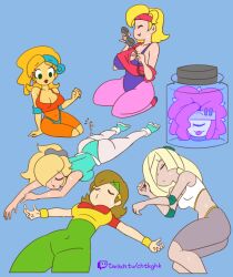 Rule 34 | 5-volt, 6+girls, :3, aerobics, age difference, alternate breast size, alternate costume, alternate hairstyle, ass, asymmetrical hair, bare shoulders, bike shorts, blonde hair, blue eyes, bodysuit, bottle, bound, breasts, brown eyes, brown hair, chibi-robo!, chibi robo, covered navel, creatures (company), crossover, curvy, elbow pads, exercise, female focus, floating hair, full body, game freak, green eyes, gym uniform, hands on own hips, headband, helen sanderson, high ponytail, highleg, highleg leotard, highleg panties, highres, holding, holding phone, huge ass, large breasts, leotard, lipstick, long hair, looking at another, lusamine (pokemon), lying, makeup, mario (series), matching hair/eyes, mature female, metroid, midriff, minuspal, monster girl, mother (game), mother 2, mother brain, multiple girls, navel, ness&#039;s mom, nintendo, on stomach, open mouth, pale skin, panties, personification, phone, pokemon, pokemon sm, ponytail, red lips, red shirt, rosalina, shiny clothes, shiny skin, shirt, short hair, shorts, simple background, sitting, size difference, skin tight, small breasts, smile, super mario galaxy, sweat, sweatdrop, taut clothes, taut shirt, thick thighs, thighs, thong, thong leotard, tied, twitter username, underwear, warioware, warioware: gold, wide hips