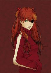 Rule 34 | 10s, 1girl, aqua eyes, evangelion: 3.0 you can (not) redo, eyepatch, hands in pockets, jacket, long hair, neon genesis evangelion, open mouth, orange hair, rebuild of evangelion, shanghai shu-cai, solo, souryuu asuka langley, track jacket, twintails, two side up